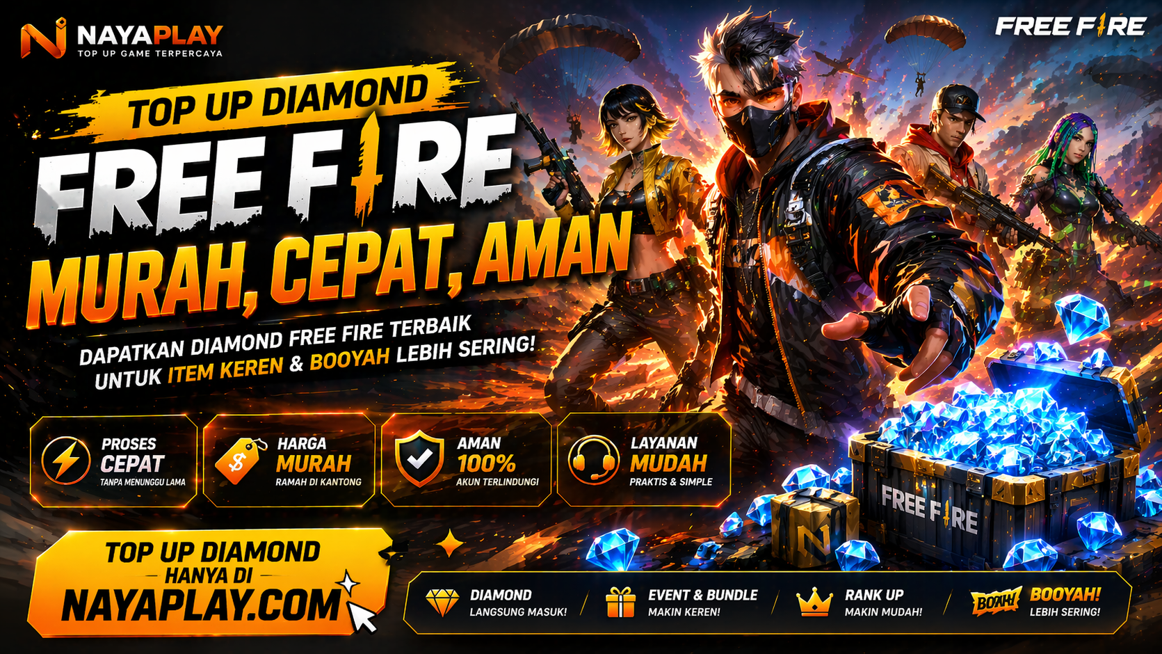 Top Up Diamond Free Fire Murah, Cepat, dan Aman di NayaPlay.com